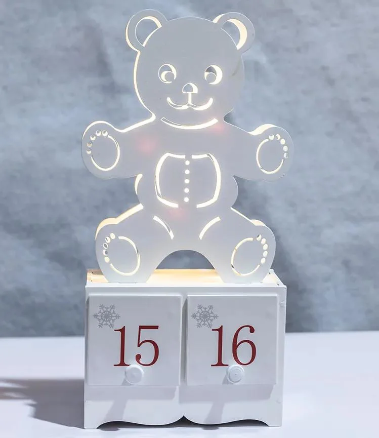 LED Calendar Light with Christmas Tree Wooden Decoration Craft