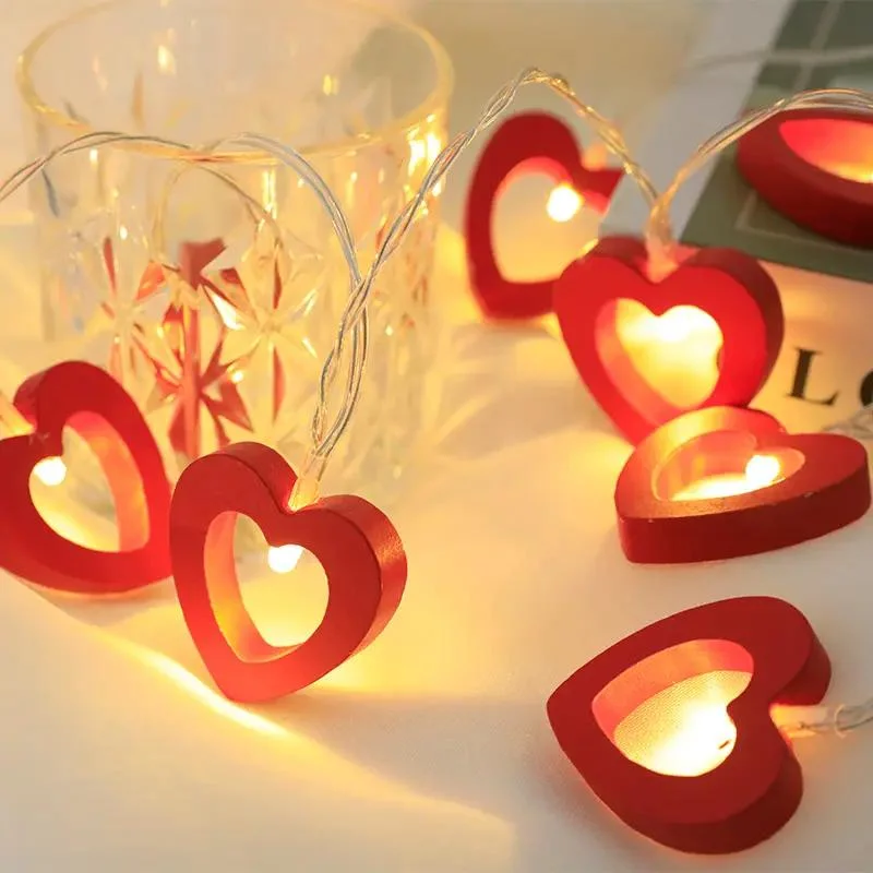 Wooden Heart Shaped Christmas Indoor Decoration LED String Light