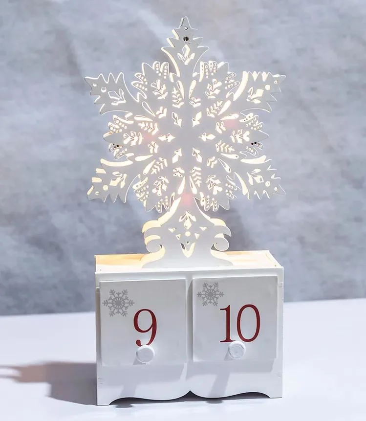 LED Calendar Light with Christmas Tree Wooden Decoration Craft