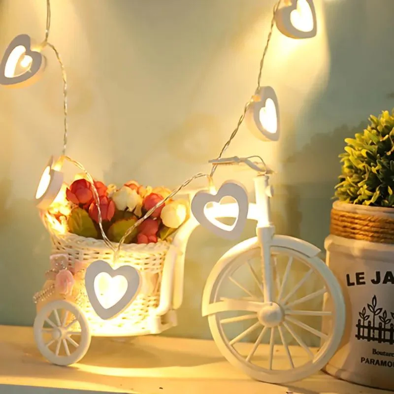 Wooden Heart Shaped Christmas Indoor Decoration LED String Light