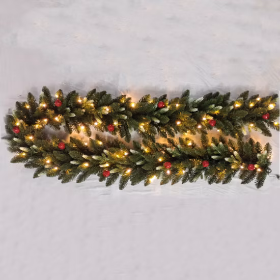 Kleine rote Frucht-Weihnachtsgirlande aus PE mit Band