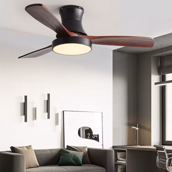 Moderne, nordische, schicke, 60 Zoll große, energiesparende, dekorative Deckenventilatorleuchte aus Holz