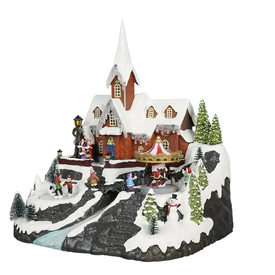 Weihnachtsszene LED-Ornament Weihnachtsdorfhaus aus Holz